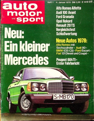 Deckblatt Auto Motor und Sport (01/1978)